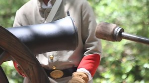 Ramrod Used On Cannon By Gloved Hands W Bystander Crewman