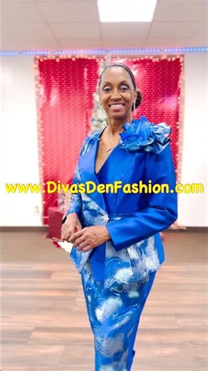 Lisa Rene 66811 Blue Brocade Skirt Suit