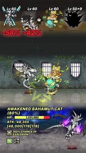 Awakened Bahamut Cat (80%) VS UNITS The Battle Cats バトルキャッツ #battlecats #thebattlecats #にゃんこ大戦争
