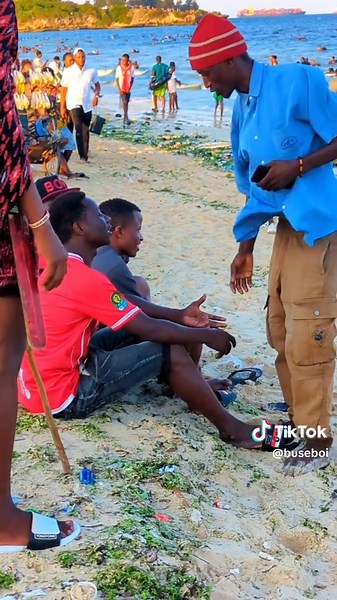 Vibrant Beach Scene with Lively Social Interactions