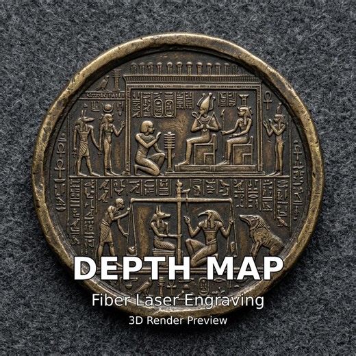 Coin Depth Map, Fiber Laser Engraving File, Lightburn, Grayscale Height Map, Embossing, CNC, PNG, Book of the Dead Egyptian Underworld - Etsy