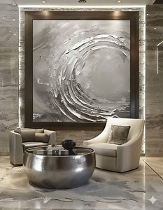 Silver Texture Abstract Art – Modern Metallic Wall Art Print, Luxury Silver Poster, Minimalist Textured Painting, Digital Download