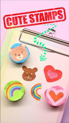 DIY Cutest Mini Stamps ❤ Cute Stamp Making Idea #diy #art #papercraft #shorts