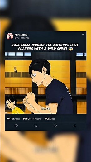 Kageyama Shocks the Nation’s Best Players With a Wild Spike! 🤯 | Haikyuu | #anime #animeedit