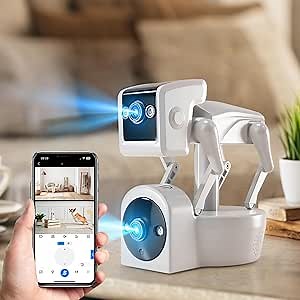 Pet Camera Robot, Wireless 1080P Movable Pet Camera Battery-Powered with Phone App emote Control for Cats Dogs, Indoor Cam, 2-Way Talk, Night Vision, Motion Detection