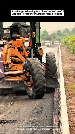 Road Edge Trimming Machine Cuts 300 m of Asphalt Per Hour for Stronger Road Repairs #industrialcrush