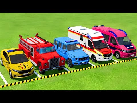 TRANSPORTING POLICE VEHICLES, AMBULANCE CAR, FIRE DEPARTMENT VEHICLES WITH SCANIA TRUCKS ! FS22