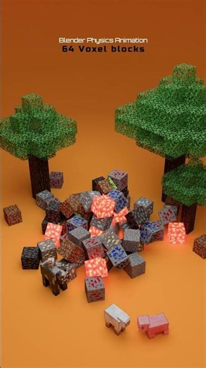 Blender Satisfying Physics Animation Minecraft Blocks vs Metal Cone! #minecraft #blender #satisfying