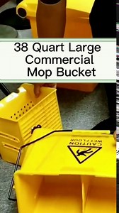 Commercial Mop Bucket 33 Quart with Basics Side Press Wringer Set on Wheels,8.5 Gallon,Yellow, 30.3 x 12 x 32 inch