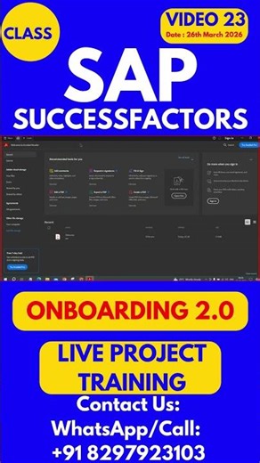 SAP SuccessFactors Onboarding 2 0 Training Online Class 23 26th March 2026#sapsuccessfactorstraining