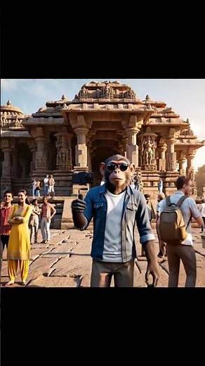 Monkey doing blogging in front of konark temple #comedy #blogging