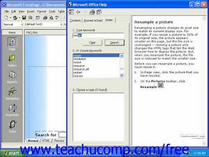 FrontPage Tutorial Using the Index-2000 & 2003 Microsoft Training Lesson 18.5