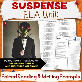 Suspense Unit - Mystery Literature Paired Passages With Writing Prompts Warm Ups