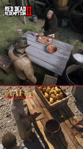 Mafia: Old Country (2025) vs RDR2 (2018) – Food Cutting Details #shorts