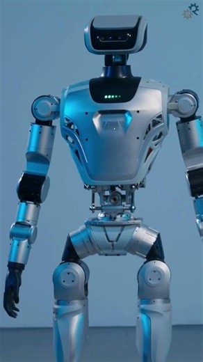 A humanoid robot that arrives in a box and leaves on its own two feet.