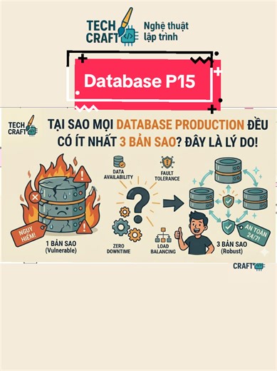 Databases phần 15: Tại sao mọi database production đều có ít nhất 3 bản sao? Đây là lý do! #database #replication #systemdesign #scaling #sql