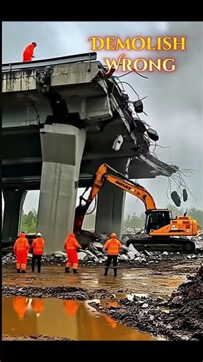 🏗️ Demolish Too Soon and Workers Are Still There 😨 #demolition #fail #construction #bridge