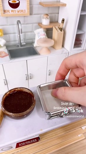 ASMR Tiny Baking Dark Choco Fudge 🙂 #ASMR #tinybaking #miniaturebaking #realminibaking #tinychef #tinybaker #minibaking #tinycakes #miniaturebaking #tinyfoodcooking #miniaturebaking #minicookingshow #miniaturecooking