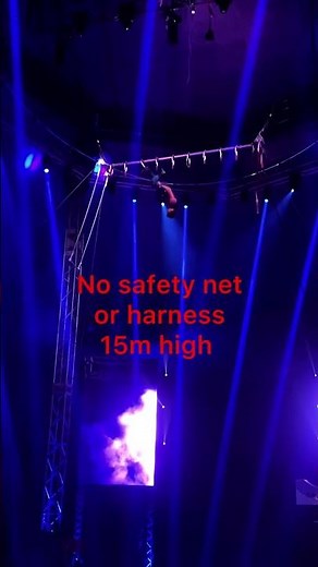 Holding monkey bars with feet while upside down #entertainment #stunt #circus #performance