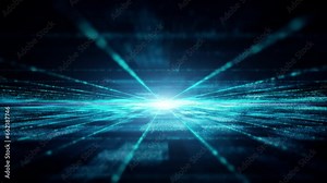 Immersive cyber space with captivating motion abstract matrix nexus particles forming a mesmerizing grid amidst futuristic wonders. Advanced data matrix simulation and interconnected networks