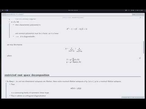 Semi-simple Lie groups and globally symmetric spaces: root space decomposition