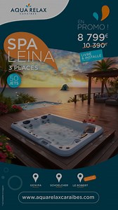 I Le Spa Leina est arrivé chez Aqua Relax ! I 3 places, 50 jets de massage, éclairage LED, musique Bluetooth et cascade rétroéclairée… tout pour un pur moment de détente. ✨ 👉 En stock et installé* — offre exclusivement en magasin. PS : Idéal pour les locations de vacances ou pour vos moments bien-être à la maison. www.aquarelaxcaraibes.com Aqua Relax, chaque goutte compte pour votre confort. #aquarelax #AquaSatisfait #Avisclient #Martinique #BouéePiscineMartinique #PiscineEtSpa972 #EntretienPis