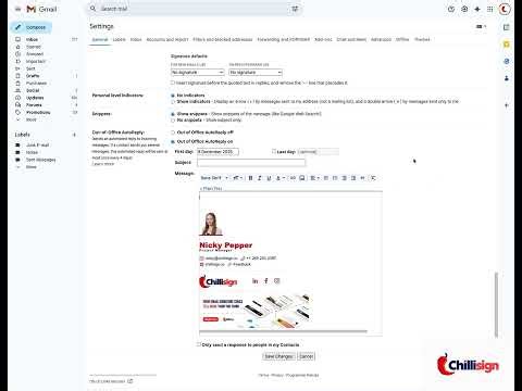 Gmail Out-of-Office Autoreply keep your email signature consistent (Chillisign)