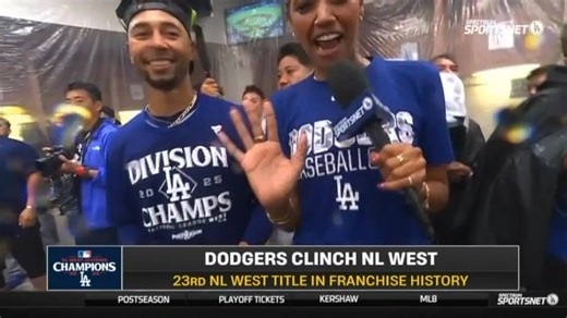 The Dodgers really started up a SLIP N SLIDE in the clubhouse during their champagne celebration 🤣 The bond this team has is so special. Via @SportsNetLA | Dodgers Nation