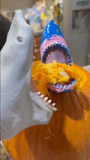 Shark Puppet Carves Pumpkin (Gone Wrong)