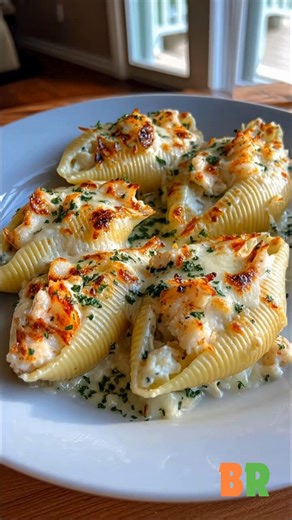 Heavenly Creamy Seafood Stuffed Shells 🧀🦀 Jumbo pasta shells are generously filled with a luxurious blend of crab, shrimp, and cheeses, then baked in a velvety Alfredo sauce until bubbling and golden. This dish delivers indulgent richness, delicate seafood sweetness, and a perfectly balanced, comforting finish. 🛒Ingredients : 12 jumbo pasta shells, cooked al dente 1 cup lump crab meat, shell-free 1 cup cooked shrimp, chopped 1 1/2 cups ricotta cheese 1 cup shredded mozzarella cheese 1/2 cup g