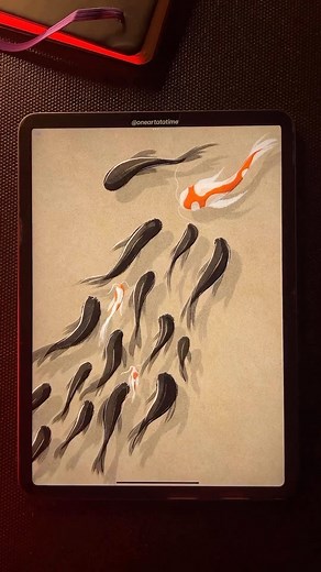 Amazing video by @oneartatatime Who’d have thought that a bunch of brush strokes would result in an artwork ❤️ Share some love, the above is a complete new thing for me :) A quick bunch of fishes & koi fishes made digitally on procrarte to keep your day going!❤️ #digitalart #koipond #watercoloring #koifish | procreate.tips