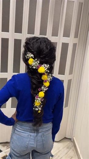 Nisha verma on Instagram: "“Bridal braid goals unlocked! 🌼💛 Fresh flowers, elegant volume & a flawless finish — perfect for weddings, engagements & festive looks. Creating beauty that turns every head! ✨ Book your glam makeover today! 💫 NEESHA’S STYLE – International Makeup Studio & Academy”#BridalHairstyle #FlowerBraid #IndianBrideLook #HairArtistIndia #BridalHairGoals #WeddingSeason2025 #FloralHairstyle #MakeupAcademyDelhi #NeeshasStyle #KirtiNagar #DelhiMakeupArtist #IndianWeddingLooks #Ha