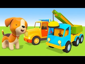 Helper Cars & the puppy save the day! Learn animals. Helper Cars on a playground. Cartoons for kids.