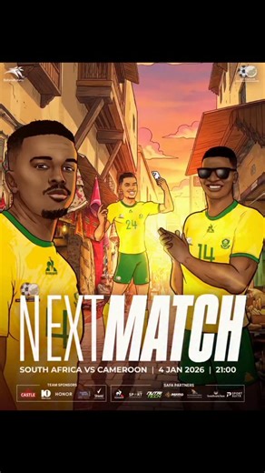 AFRICA CUP OF NATIONS LAST 16 ⚽️ Cameroon 🇨🇲 vs 🇿🇦 South Africa 🗓 4 January 2026 ⏰️ 20h00 (local time) 🏟 Al Medina Stadium #BafanaPride | SAFA.net - South African Football Association