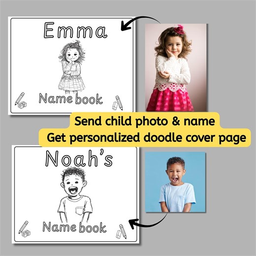 Personalized Name Tracing Sheets, doodle cover , Custom Workbook, Preschool Printable (PDF)