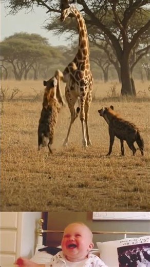 Three Hyenas Attack On Giraffe 😱 | Animal Fighting Video | #shorts #animals