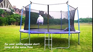 Trampoline with Safety Enclosure Net for Kids Adults Wind Stakes Ladder Accessories Outdoor Backyard Round Recreational Large Trampolines with Cover Pad Mat 15 14 12 10 8 ft