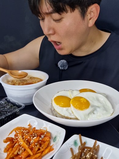 Simple but Perfect : Egg Rice Mukbang #koreanfood #kfood #egg #rice #tiktokfood