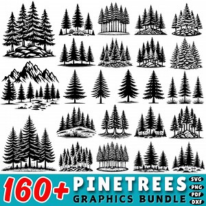 Pine Tree SVG Bundle: 160  Evergreen Forest Clipart (commercial Use, Digital Download) - Etsy