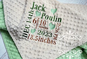 Birth Announcement Baby Blanket - Birth Stats Blanket - Baby Blankets Personalized - Shower Gift - Baby Gift Personalized - Made to Order - Etsy