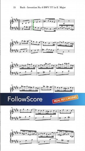 Bach – Invention No. 6 in E major, BWV 777 | Piano Sheet Music Real Recording (András Schiff)