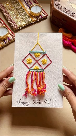 Akshu Jain | Embroidery Artist on Instagram: "Try this殺it took me only 10 mins  . . . . . . #embroideryart #embroideryart #easyembroidery #beginnerembroidery #embroiderystitches #embroiderydesign #diy #diwali #happydiwali #diwaligreetings #diwali2023"