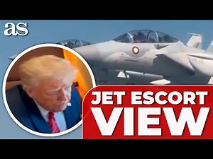 Trump’s INTENSE LOOK as FIGHTER JETS escort Air Force One into Qatar