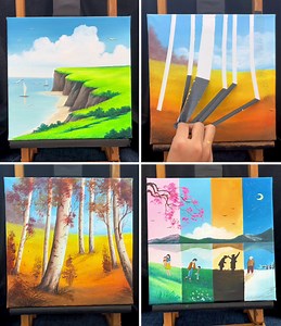 Canvas Acrylic Painting with Easy Tricks :) | Simple Crafts