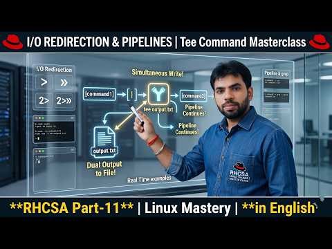 I/O Redirection, Pipeline and tee Command Full Explanation with Demo | RHCSAv10 | Part-10 | English