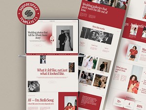 Squarespace Wedding Photographer Website Template – Bold, Red, Editorial, Client-winning Design for Creatives & Visual Portfolios - Etsy