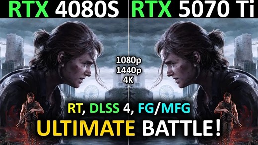 光追、帧生成对比 RTX 5070 Ti vs RTX 4080 Super _ 1080p, 1440p, 4K _ RT   DLSS 4   FG_MFG