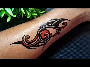 Tribal style Tattoo Design with Pen || Beginners Tattoo Drawing on Hand || Unique Easy Tattoo Art