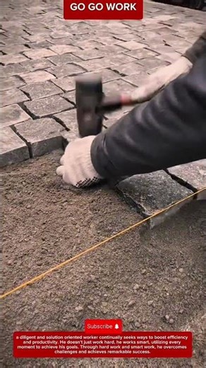 Set Stone Paving Technique for Driveway Installation and Ground Leveling in Hardscape Construction