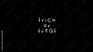 Trick Or Treat text with noise vhs effect on dark black, motion holidays, horror and Halloween style background